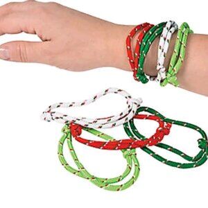 72 Party Favors Friendship Rope Bracelets ~ Christmas ~  in Red Green and White